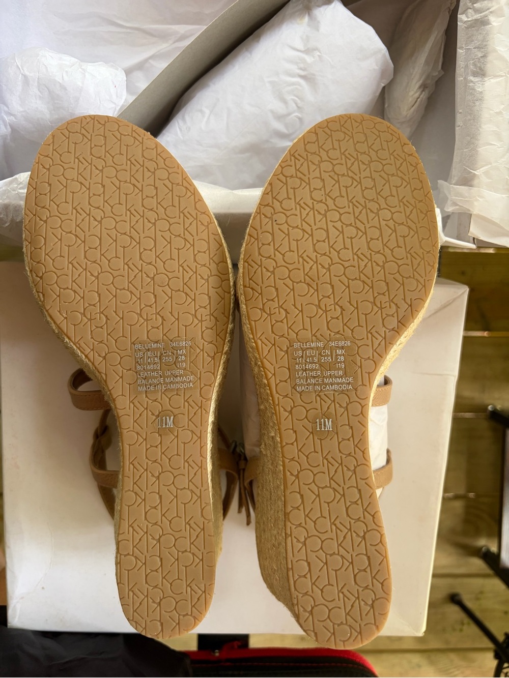 Calvin Klein Nude Cross-Strap Leather Sandals - Picture 11 of 14